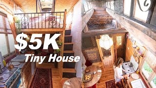 SelfBuilt Tiny house From Recycled Materials  Tiny Home Tour [upl. by Tarryn]