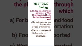 Girdling Experiment NEET Shortsbiology [upl. by Estevan]