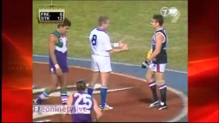 AFL Umpire Peter Carey Marks The Ball During Fremantle vs StKilda Game [upl. by Mariele]