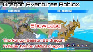 Showcase the NEW Thorkonyx  Season 28 dragon  Winter Firifeller dragon  Dragon Adventures Roblox [upl. by Anceline886]