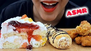 ASMR EATING LEFTOVER BIRTHDAY CAKE CHICKEN ROLL🍰🍗🥖EATING SOUNDS  HOLLOW EATS ASMR [upl. by Calabresi797]