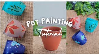 Clay pot painting  Easy acrylic painting  Boho art  Tutorial cute pots [upl. by Good]