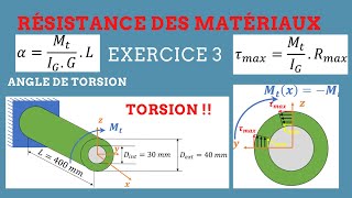 RDM II Exercice 3  TORSION  Calcul de la contrainte maximale et minimale  ANGLE de Torsion [upl. by Jacquenetta]