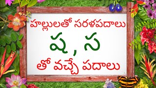 Hallulatho Sarala Padalu in Telugu l Telugu Reading words   ష  స  తో వచ్చే సరళ పదాలు [upl. by Mcgee]