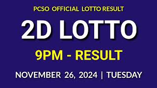 2D LOTTO RESULT TODAY 9PM DRAW EVENING November 26 2024 PCSO EZ2 2D LOTTO RESULT 3RD DRAW [upl. by Raychel]