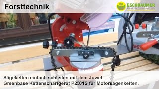 Sägeketten einfach schleifen mit dem Juwel Greenbase Kettenschärfgerät P2501S für Motorsägenketten [upl. by Nhguavahs]