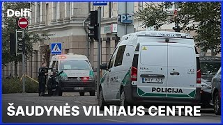 Tiesiogiai – iš įvykio vietos susišaudymas Vilniaus centre pašautas policininkas [upl. by Vookles]