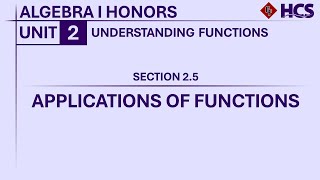 Algebra I Honors  Section 25 Applications of Functions [upl. by Anaoy358]