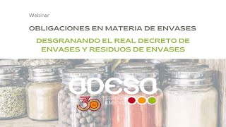 Webinar ADESA RD 1055 2022 Envases y Residuos envases [upl. by Anaugal161]