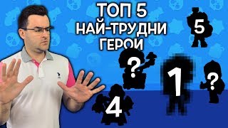 Brawl Stars  ТОП 5 НАЙТРУДНИ ГЕРОИ ЗА ИГРА [upl. by Ekalb]