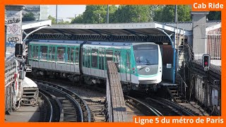 Metro Cab Ride Ligne 5 du Métro de ParisPlace dItalie → Bobigny  Pablo Picasso [upl. by Greggory383]