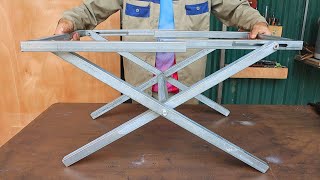 Great idea on how to make a smart folding table DIY smart folding metal table [upl. by Eca]