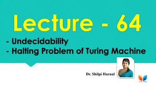 Undecidability  Halting Problem of Turing Machine  Halting Problem  Halting Theorem  Lecture64 [upl. by Auqenahs]