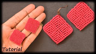 Macramé earrings step by step  easy macramé tutorial  DIY  Micro macramé [upl. by Purse]