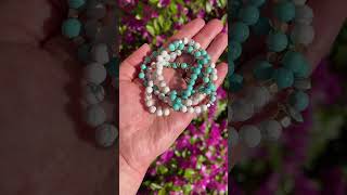 White Howlite and Turquoise 4 set Bracelets beadbracelets beads bracelet crystalenergy [upl. by Pytlik418]