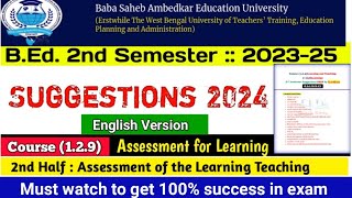 BEd 2nd Semester Suggestion 2024 Course 129 2nd Half  BEd 202325  English version [upl. by Sumner841]