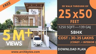 2550 House Design 3D  1250 Sqft  139 Gaj  5 BHK  Modern Design  Terrace Garden  8x15 Meters [upl. by Emmalee]