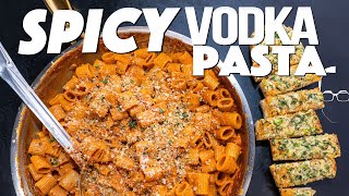 SPICY VODKA PASTA AND GARLIC BREAD DINNER  SAM THE COOKING GUY [upl. by Rednas]