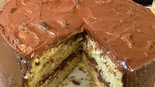 OLD SCHOOL VANILLA CAKE WITH CHOCOLATE FROSTING OLD SCHOOL FRIDAY NIGHT CAKE OF THE WEEK SEGMENT [upl. by Ibmat116]