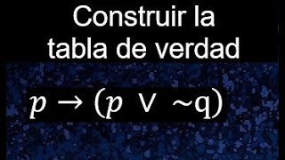 p→p∨∼q Tablas de verdad Lógica Proposicional propiedades disyunción conjunción implicación [upl. by Aletha]