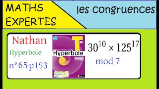 Terminale Maths ExpertesArithmétique et congruenceExercice 65 p 153 Nathan Hyperbole [upl. by Anileba46]