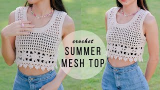 Crochet Summer Mesh Top Tutorial  Crochet Mesh Vest  Chenda DIY [upl. by Ajed210]