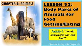 SCIENCE IV I Lesson 22 Body Parts of Animals for Food Getting and Eating [upl. by Oler]