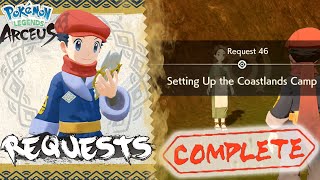 Pokemon Legends Arceus Request 46 Walkthrough quotSetting Up The Coastlands Campquot How To Unlock amp Guide [upl. by Eniamerej]