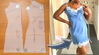 How to Make a Satin Night Dress  Beginner Friendly Sleepwear Tutorial [upl. by Autum]