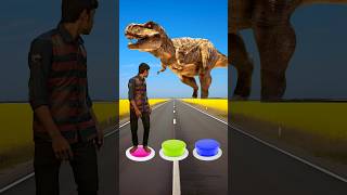 Pink yellow amp blue Button to dinosaur wolf amp gorilla funny magic video shorts [upl. by Kilmarx761]