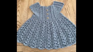 VESTIDO TEJIDO A CROCHET PARA BEBÉ PASO A PASO  TEJE FÁCIL  0 A 3 MESES [upl. by Einnig]