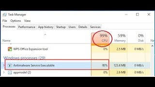 how to disable antimalware service executable CPU windows 10 [upl. by Yruoc]