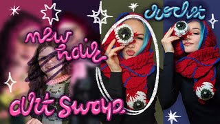 Crochet Eyeball Scarf amp Alt Hair Makeover 🫀 ART SWAP Im a poor artist [upl. by Xilef]