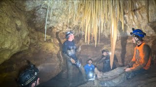 Pumping Water Out Of Cave Reveals Never Before Seen Rare Sight [upl. by Annaxor478]