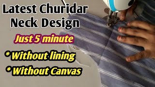 Churidar neck designs  churidar front neck cutting and stitching  without canvas without lining [upl. by Salinas]