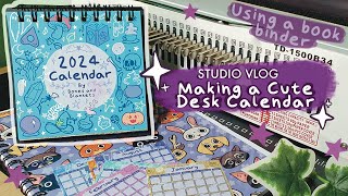 Making A Cute Desk Calendar  Learning how to use a book binding machine  STUDIO VLOG 62 [upl. by Naitsyrk]