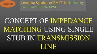 Concept of Impedance Matching using Single Stub in Transmission Line  EMFT  R K Classes  Lec 38 [upl. by Harriette]