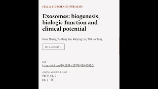 Exosomes biogenesis biologic function and clinical potential  RTCLTV [upl. by Enilamme]