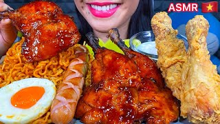 ASMR BBQ CHICKEN FRIED CHICKEN SAUSAGE SPICY NOODLES MUKBANG MASSIVE Eating Sounds [upl. by Notsniw]