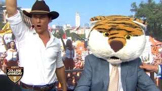 Lee Corsos headgear pick for LSU vs 9 Texas with Matthew McConaughey  College Gameday [upl. by Norraj]