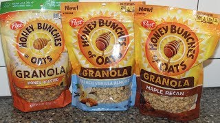 Honey Bunches of Oats Granola Honey Roasted French Vanilla Almond amp Maple Pecan Review [upl. by Leinod]