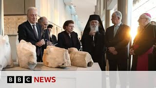 Vatican returns ancient Parthenon sculptures to Greece  BBC News [upl. by Rori132]