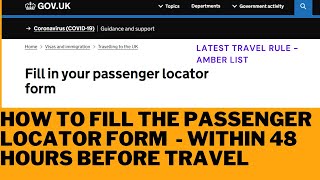 how to fill passenger locator form uk  passenger locator form  plf form  passenger locator form [upl. by Emelita]