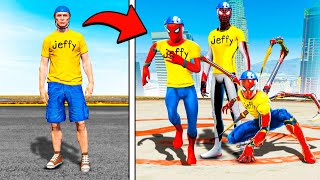 Jeffy Becomes EVERY SPIDERMAN in GTA 5 [upl. by Hannon]