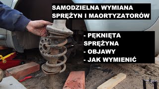 Samodzielna wymiana sprężyn i amortyzatorów tył Audi A6C5 Passat pęknięta sprężyna objawy itp [upl. by Arzed]