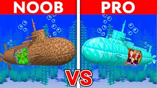 MIKEY vs JJ Family NOOB vs PRO SUBMARINE HOUSE Build Challenge in Minecraft [upl. by Latsyrhk]