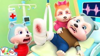 Daddy Has a Broken Leg  Family Boo Boo Song  More Nursery Rhymes  Wolfoo Kids Songs [upl. by Aiak]