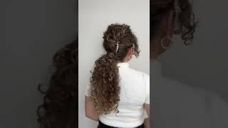 EASY FRENCH TWIST LOW PONYTAIL ON CURLY HAIR holiday hairstyle [upl. by Brouwer837]