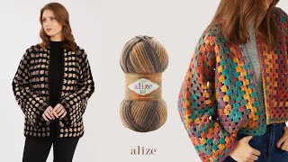 Alize Superlana Maxi Batik ile Altıgen Hırka [upl. by Lemieux178]