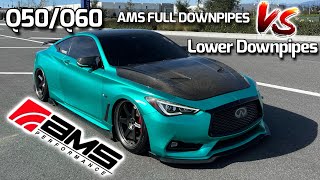 Q50Q60 AMS Full Downpipes VS Lower Downpipes Comparison  Time for full downpipes [upl. by Nosnirb326]